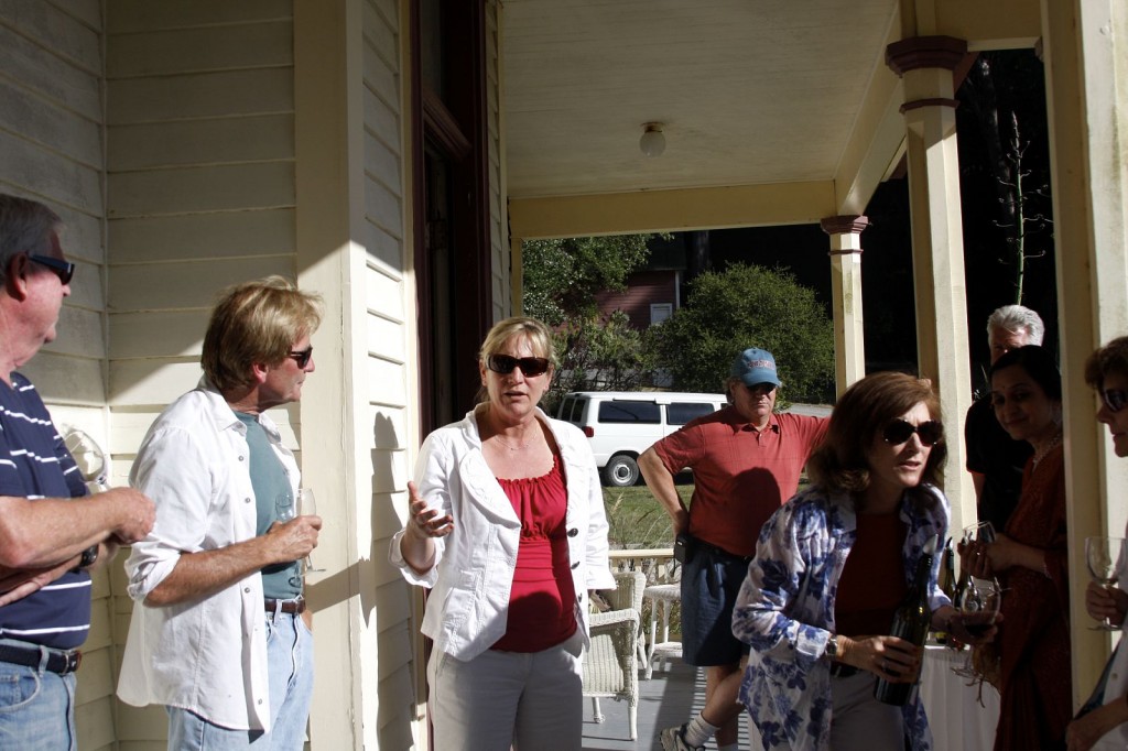 The group enjoying the evening on the porch of Quarters 10 - life doesn't get much better than this!