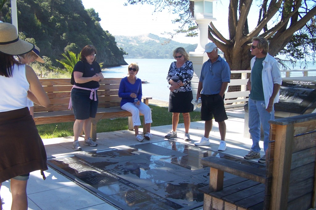 AIC Board Secretary and Docent Linda Moore sharing Immigration Station history with the group.