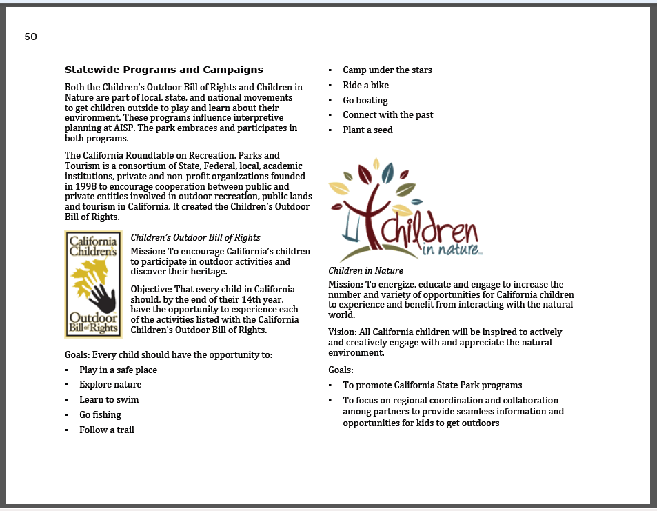 Interpretation Master Plan - Statewide Programs & Campaigns